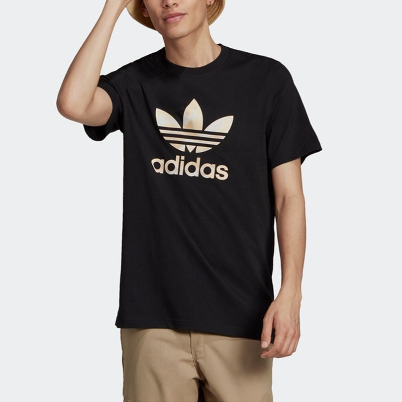 adidas originals Camo Infill Tee Casual Sports Round Neck Short Sleeve Black GN1856