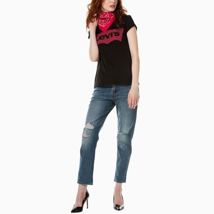 Levis Logo Printing Round Neck Short Sleeve Black T-Shirt 17369-0201