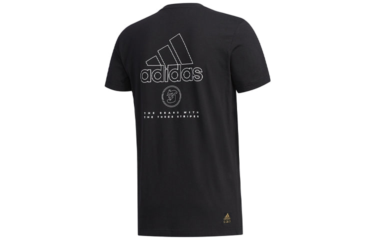 adidas Alphabet Logo Printing Short Sleeve Black FU6219