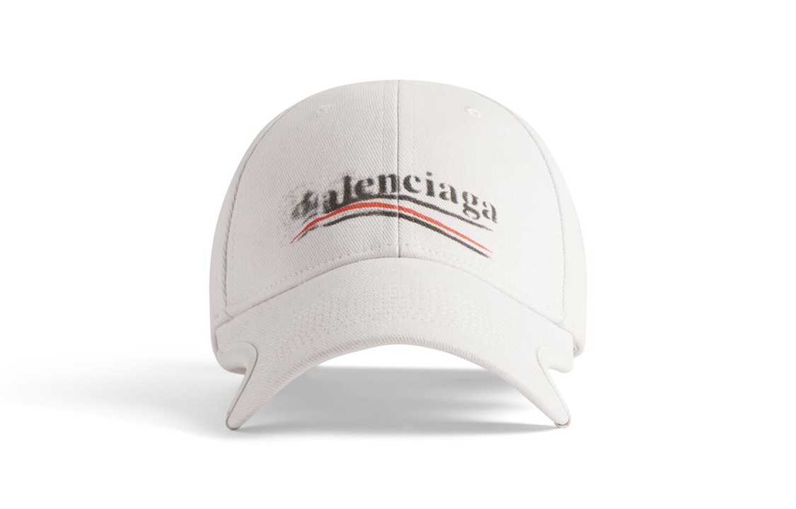 Balenciaga Political Stencil Cap 'Off White Black' 788752410B29860