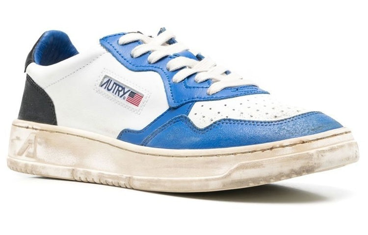 Autry Medalist Leather Low 'Distressed White Black Azure' AVLM-SV10