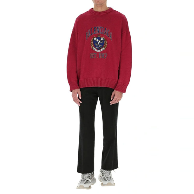 Balenciaga Est. 1917 College Logo Crewneck Sweater 'Red' 675267T32176164