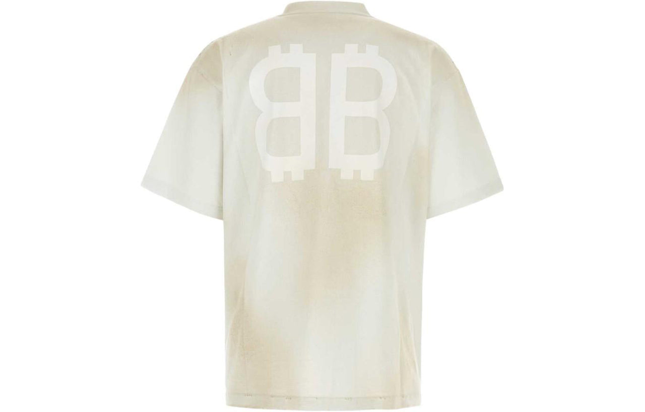 Balenciaga BB Paris Strass T-shirt Medium Fit 'Dirty White' 739784TOVU69012
