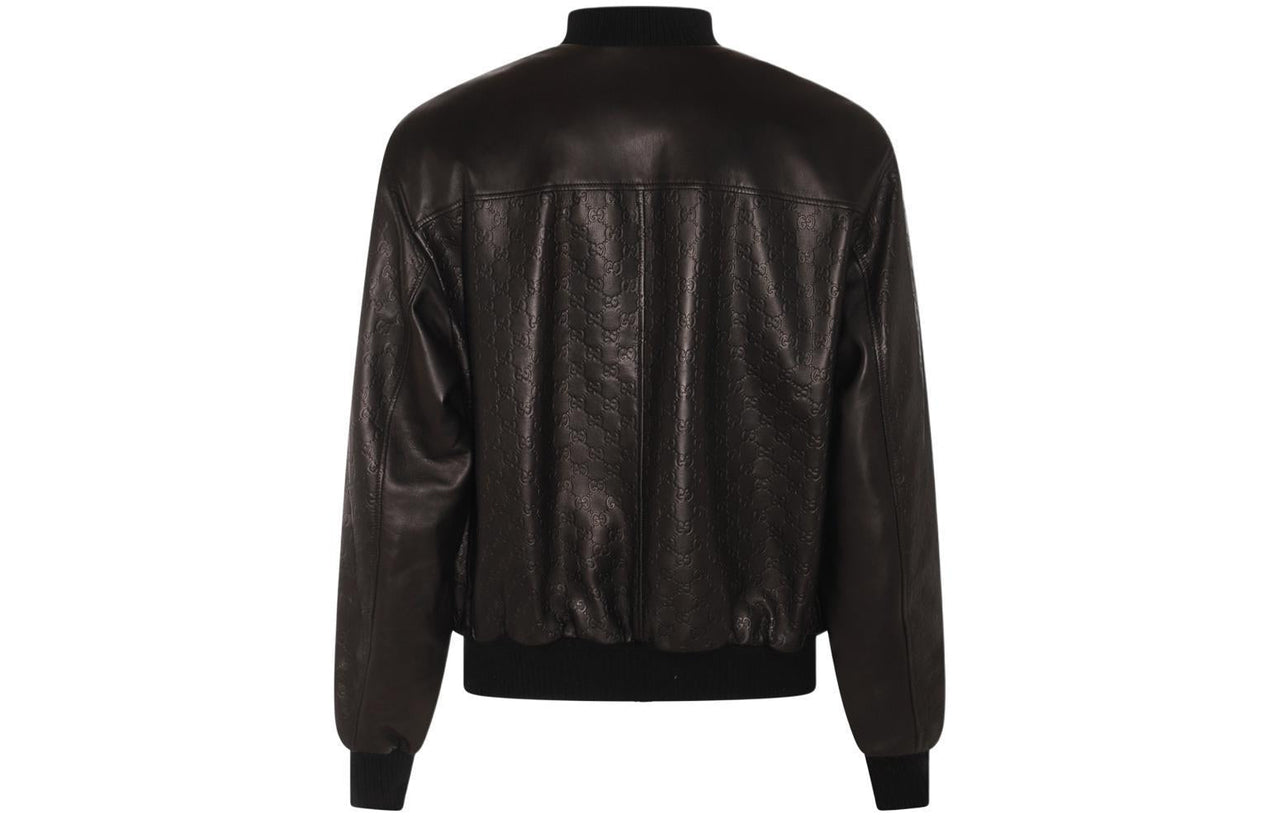 Gucci GG Embossed Leather Bomber Jacket 'Black' 764861-XNA0D-1000