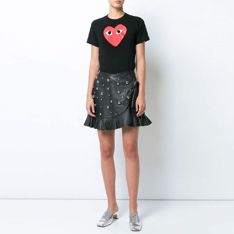 (WMNS) COMME des GARCONS PLAY T-Shirt Large Red Heart 'Black' P1T111-1
