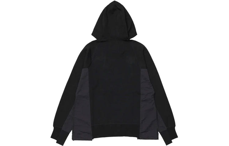 Nike x sacai Logo Printing Splicing Contrasting Hoodie 'Black' CV5727-010