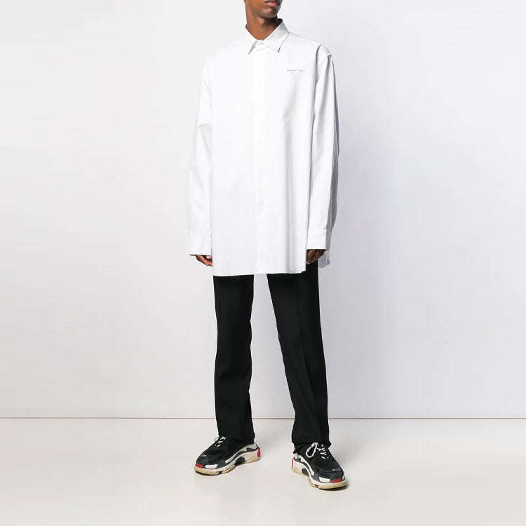 Off-White Embroidered Pattern Solid Color Long Sleeves Shirt Loose Fit White OMGA094F19F360260110