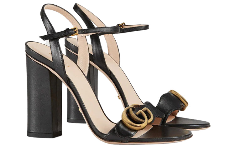 (WMNS) Gucci Sandal With Double G 'Black Leather' 453378-A3N00-1000
