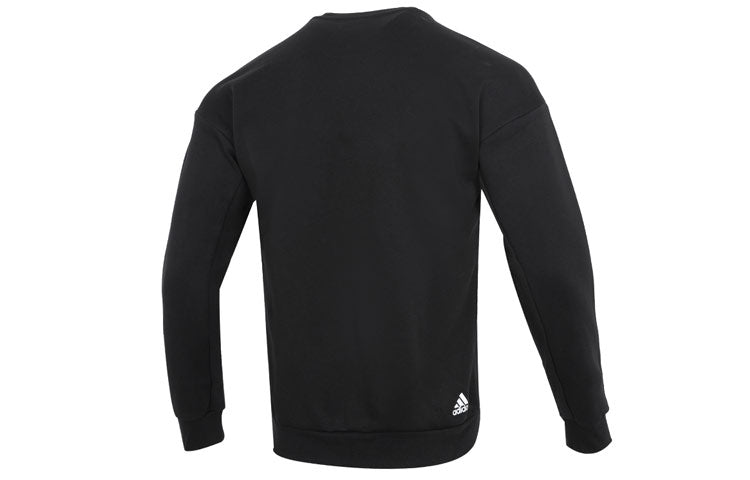 Men's adidas Th Mh Crew Logo Athleisure Casual Sports Round Neck Black HM5152