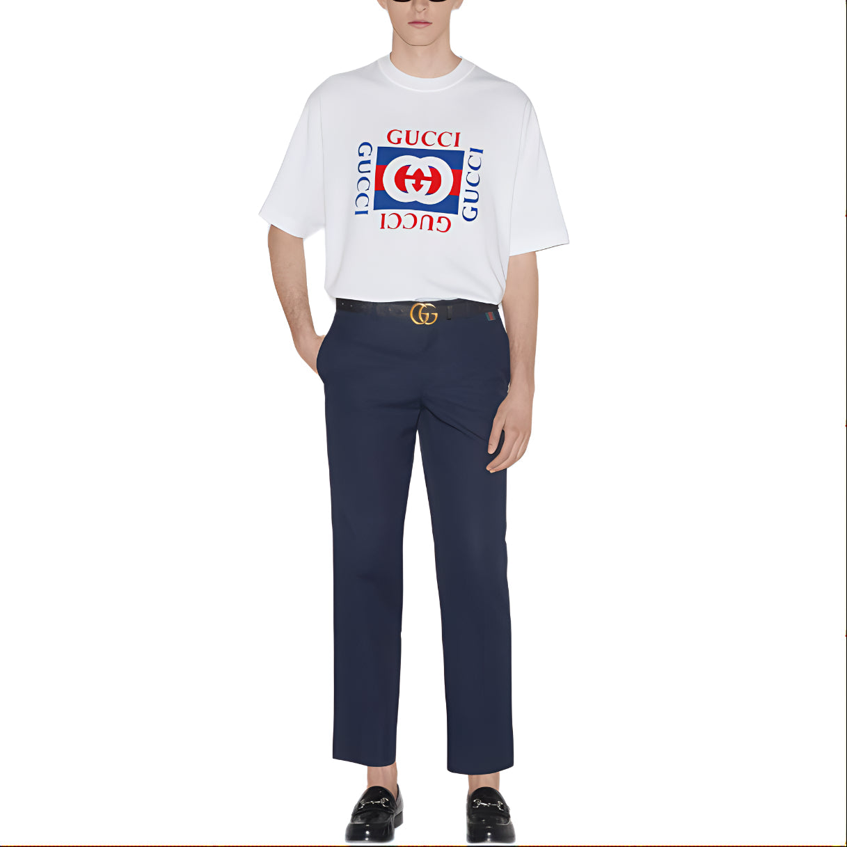 Gucci Cotton Jersey T-Shirt With Gucci Print 'White' 784361-XJGKA-9074