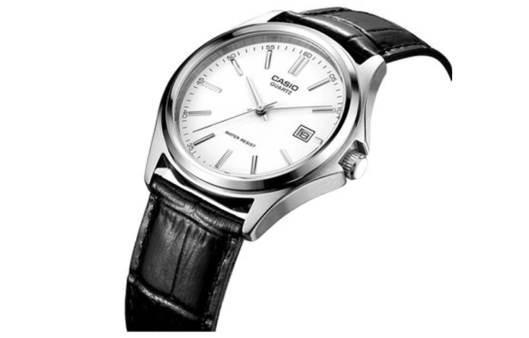 CASIO Leather Belt Waterproof /Black Quartz White Analog LTP-1183E-7A