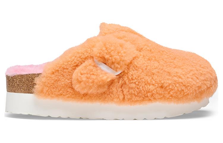 (WMNS) Birkenstock Boston Big Buckle Platform Fur Narrow Fit 'Papaya/Candy Pink' 1025311