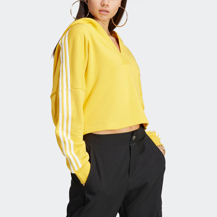 (WMNS) adidas Originals V-Neck Short Hoodie 'Gold' IC8520