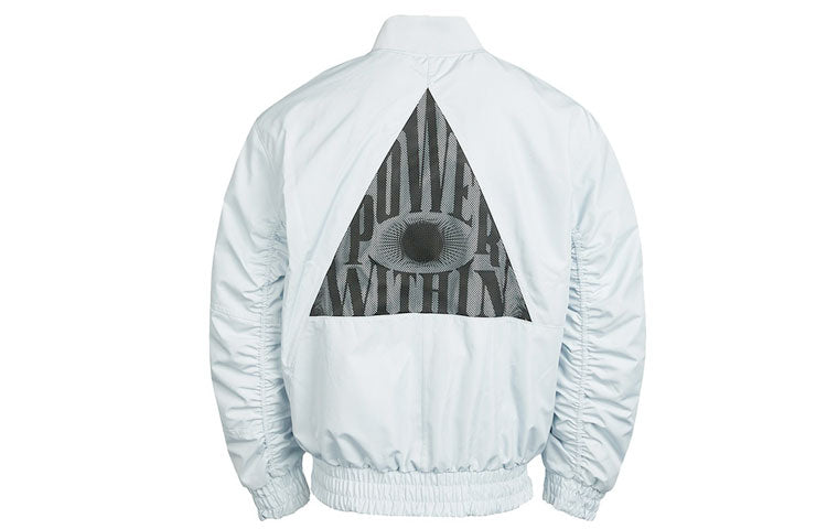 Men's Nike Kyrie Basketball Sports Mesh Patchwork Print Pattern Woven Baseball Padded White Gold Color Jacket CK6671-043