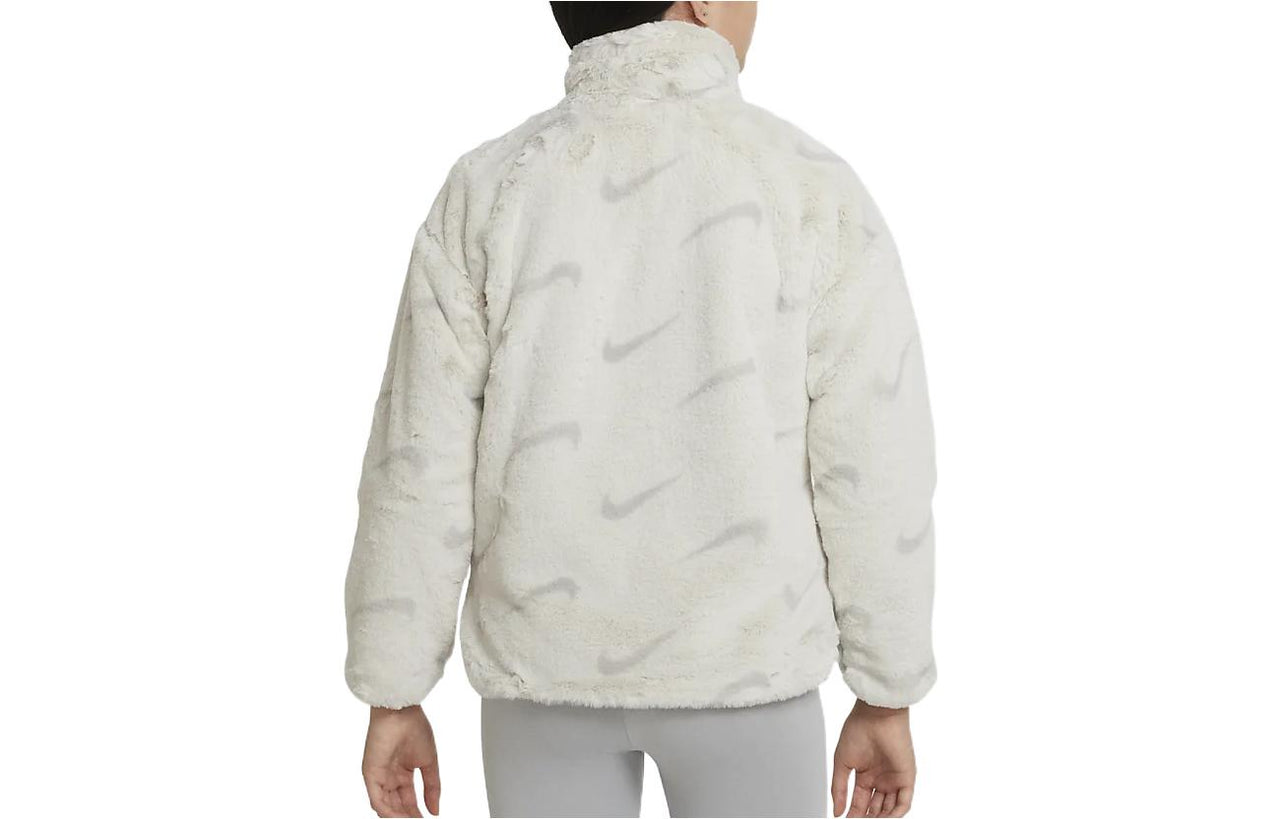 (GS) Nike Sportswear Faux Fur Jacket 'White Grey' DV3252-072