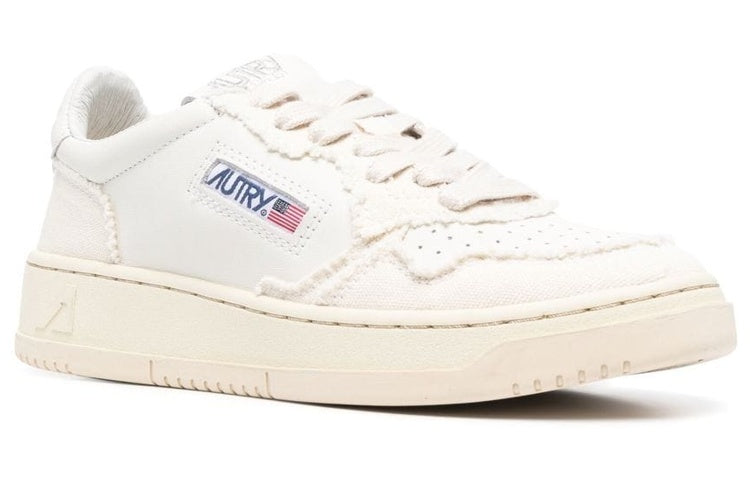 (WMNS) AUTRY Medalist Low Soft Goatskin and Frayed Canvas 'White and Ivory White' AULW-CB01