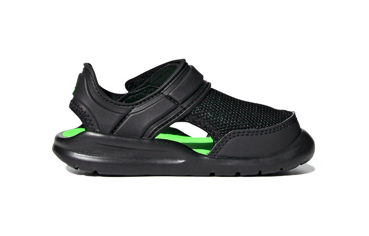 (TD) adidas Fortaswim I Velcro Casual Black Green Sandals 'Black Green' FV8860