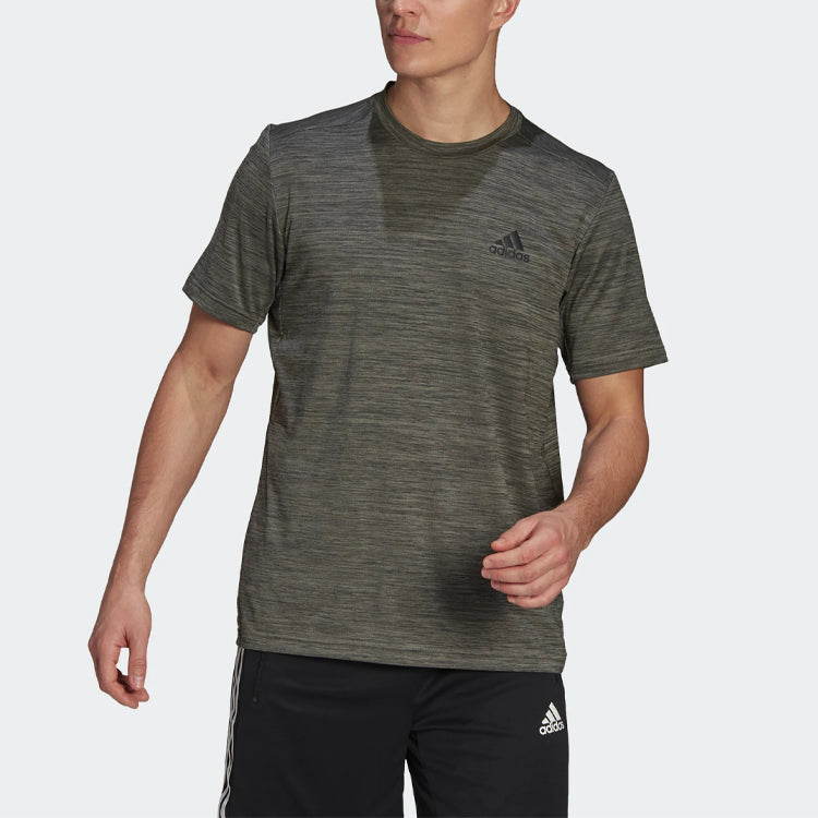 adidas M Ht El Tee Training Sports Round Neck Short Sleeve Green GM2137
