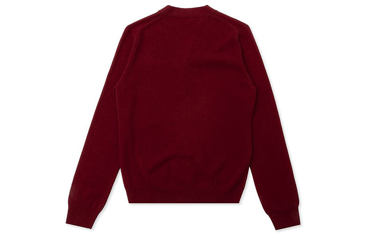 COMME des GARCONS PLAY Knit Cardigan Red Emblem 'Burgundy' AZ-N008-051-4
