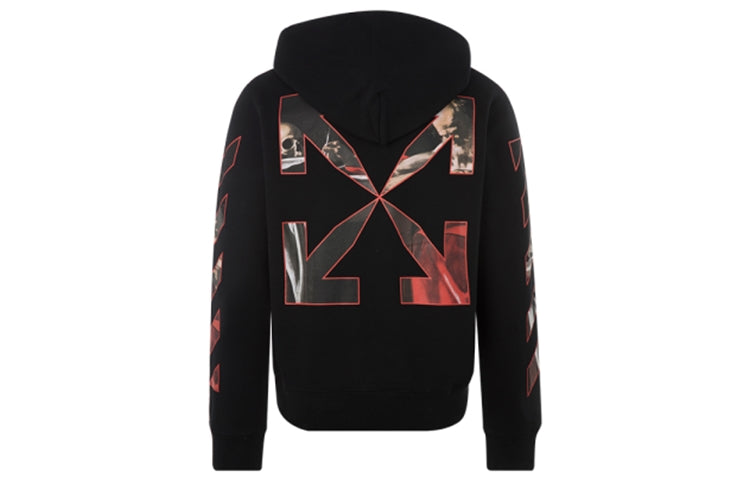 Off-White FW21 Painting Pattern Design hooded Long Sleeves Ordinary Version Black OMBB034R21FLE0041025-1