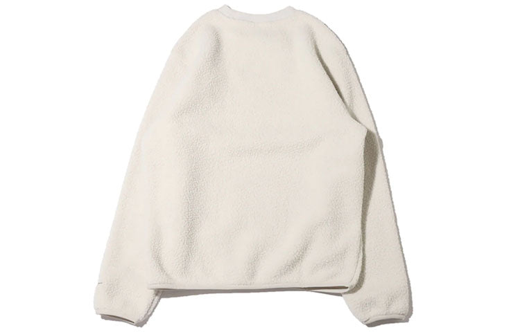 Men's Nike Logo Embroidered Loose Suede Round Neck Pullover Beige DD5018-072
