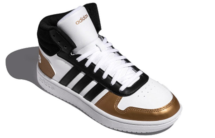 (WMNS) adidas Hoops 2.0 Mid 'Black White Gold' FW6158