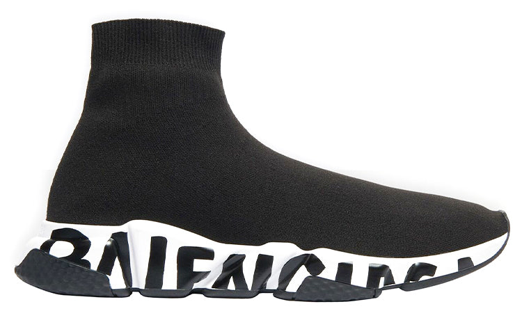 Balenciaga Speed 1.0 Recycled Knit Graffiti Sneakers 'Black' 645334W2DB71015