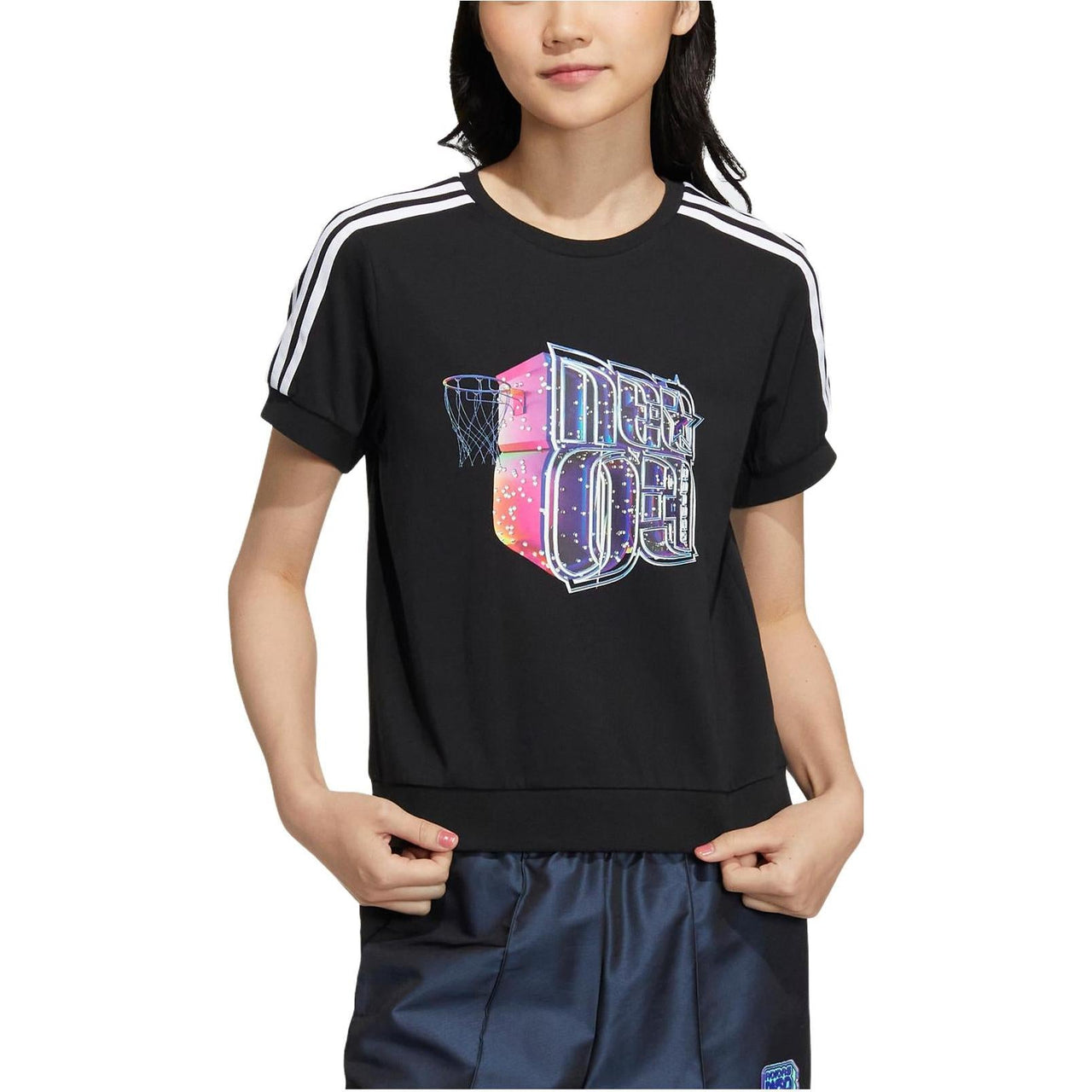 (WMNS) adidas neo 3-Stripes Bucket T-Shirt 'Black' IB7675