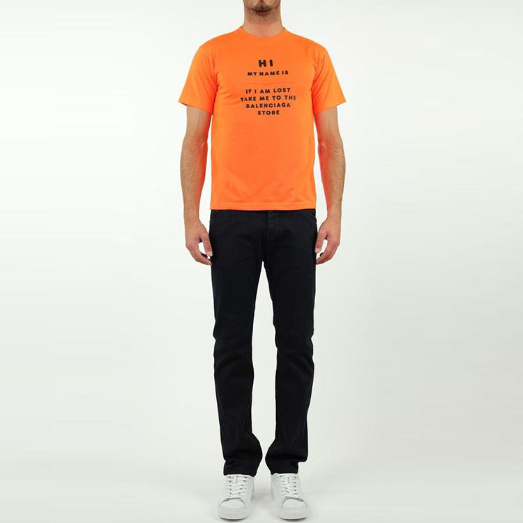 Balenciaga 'Hi My Name Is' T-Shirt 'Orange' 661705TKVK47513