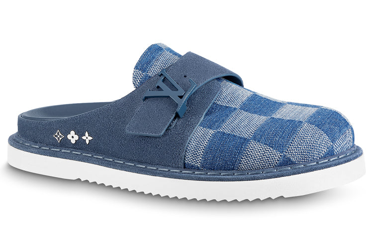 LOUIS VUITTON Easy Mules 'Blue Denim Plaid' 1AA0BX