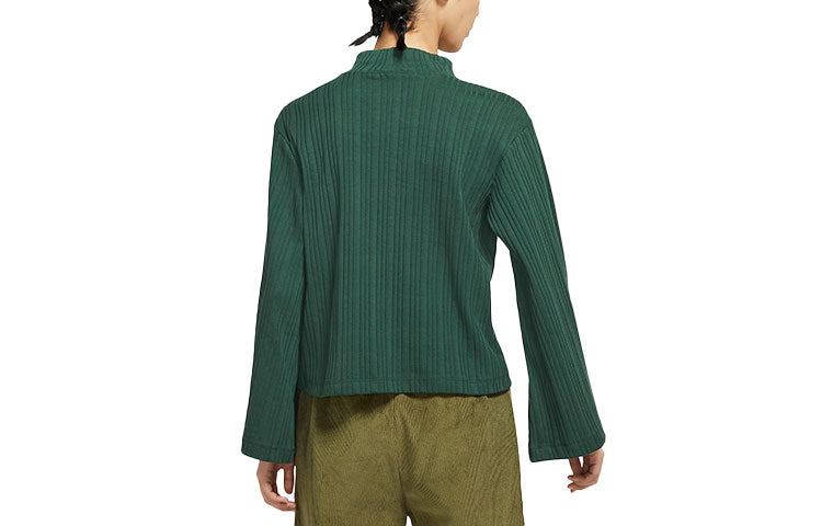 (WMNS) Nike Sportswear ribbed Knit High Collar Long Sleeves Knit Long Sleeves Green DM6400-397