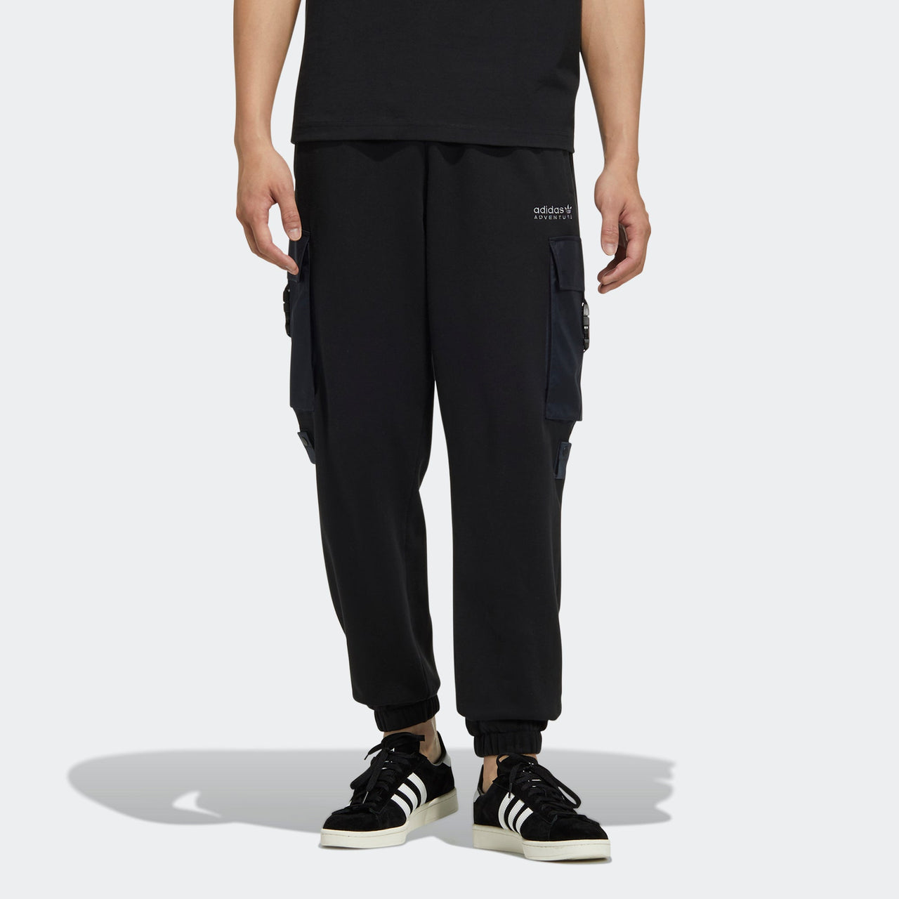 Men's adidas originals Adv Sweatpant 1 Large Cargo Pocket Bundle Feet Sports Pants/Trousers/Joggers Black HC0370