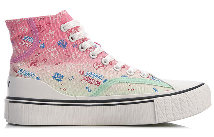 (WMNS) Li-Ning x LINE FRIENDS WeiWu Canvas Hi Shoes 'Pink White' AGCQ594-2