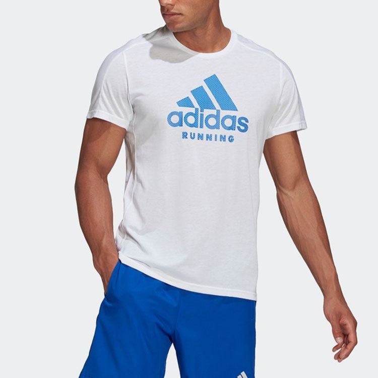 adidas Run Logo Tee M Logo Printing Round Neck Short Sleeve White GJ6474