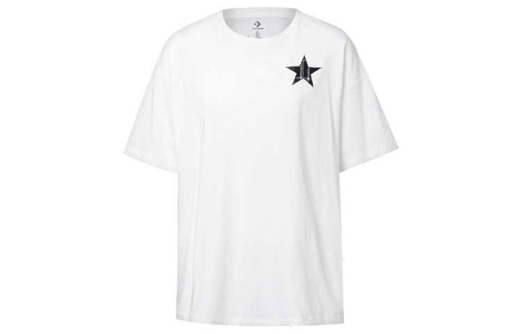 (WMNS) Converse Round Neck Loose Short Sleeve White 10020518-102
