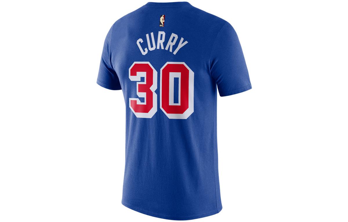 Nike SS22 NBA Warriors Curry 30 Casual Breathable Sports Short Sleeve Blue DA7342-401