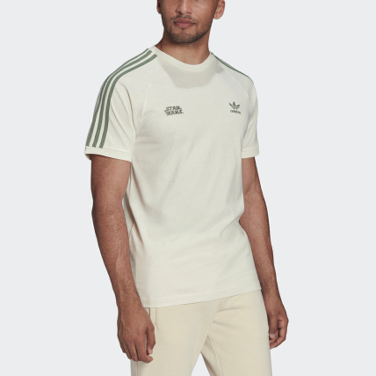 Men's adidas originals x Star War Crossover Boba Fett Tee Starwars Casual Sports Breathable Short Sleeve White T-Shirt HI6002