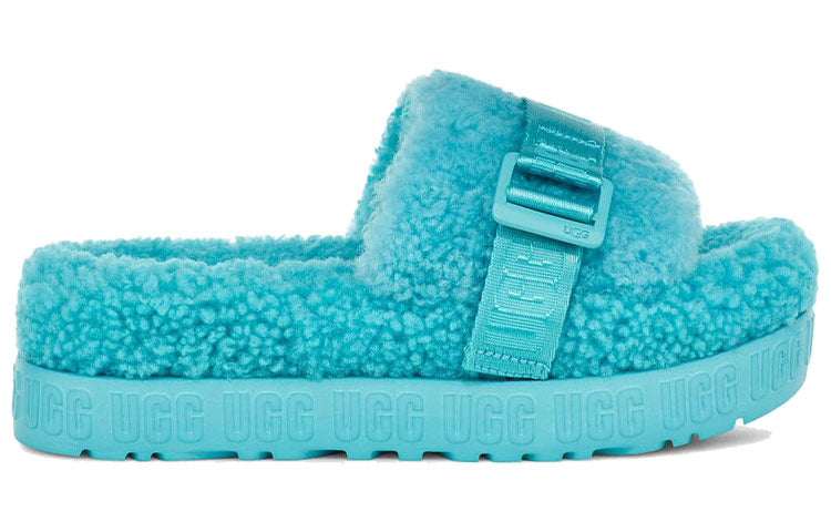 (WMNS) UGG Fluffita Thick Sole Blue Slippers 1113475-CRWT