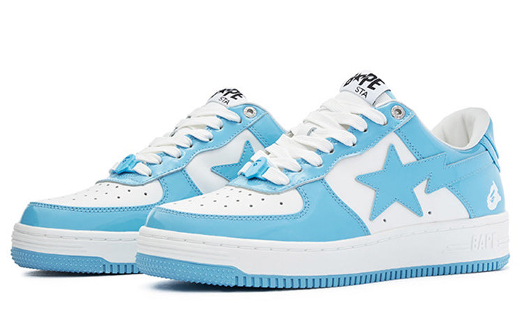 A BATHING APE Bape Sta Patent Leather 'White Blue ' 1I70-191-002-BLUE
