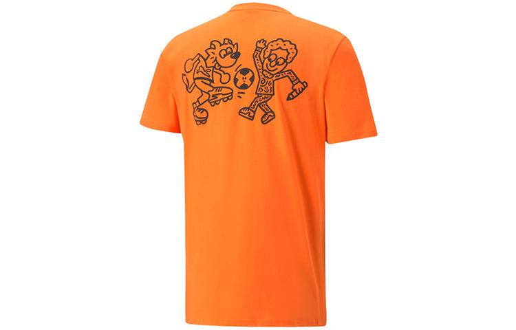 PUMA x Mr Doodle RELAXED TEE Printing Short Sleeve Flame Orange 598649-97