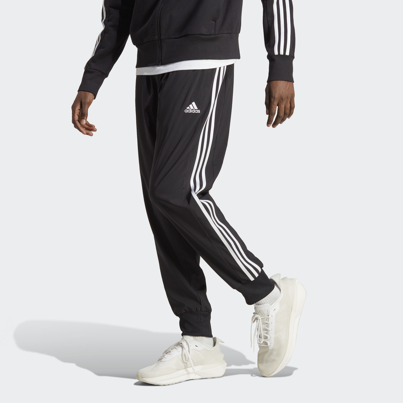 adidas AEROREADY Essentials Tapered Cuff Woven 3-Stripes Pants 'Black' IC0041