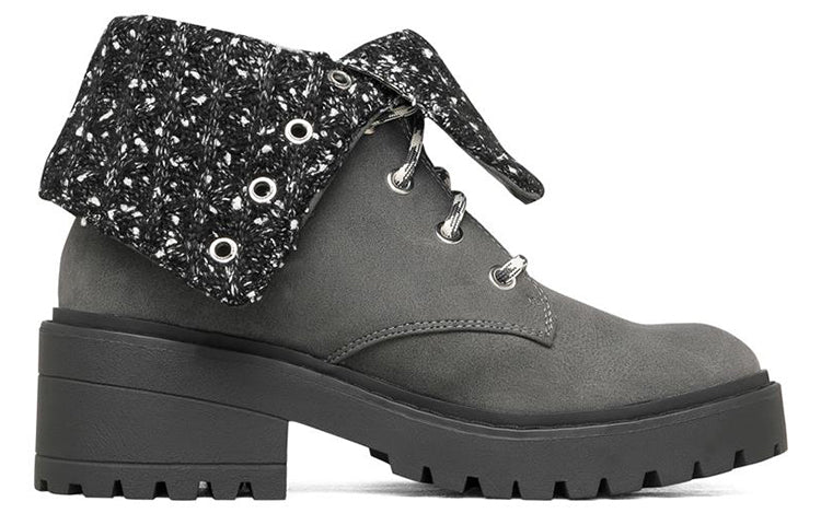 (WMNS) Skechers Teen Spirit Knit Buzz Ankle Boot 'Black Charcoal' 167059-BKCC