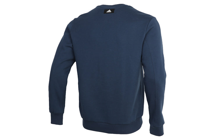 adidas M Fi Gfx Crew Sports 3D Logo Printing Round Neck Pullover Navy Blue GL5671
