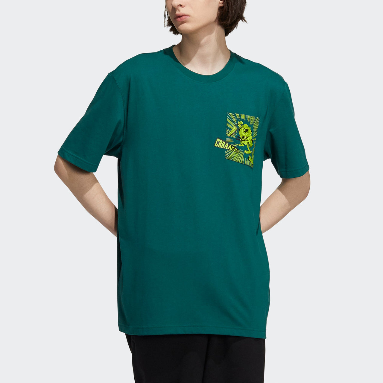 adidas originals x Disney Manga Ss Tee 1 Michael Wazowski Pocket Loose Sports Short Sleeve Men's Green HD9074