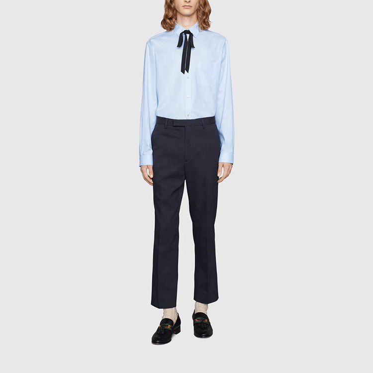 Gucci Cotton Ankle Pant With Web 'Blue' 668588-Z8AQY-4433
