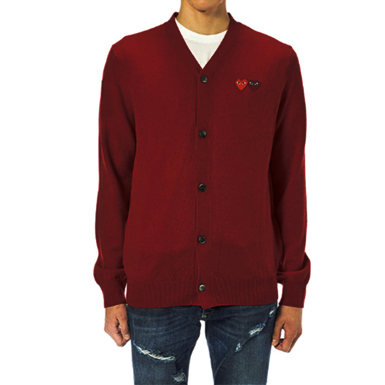 COMME des GARCONS PLAY Cardigan With Double Emblems 'Burgundy' AZ-N058-051-4