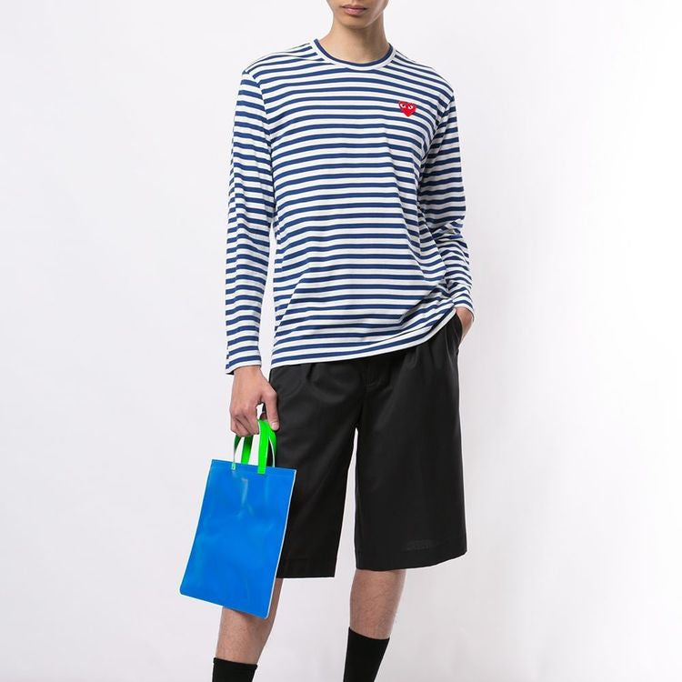 COMME des GARCONS PLAY Striped Big Heart Long-Sleeve T-Shirt 'Blue/White' AZ-T164-051-2