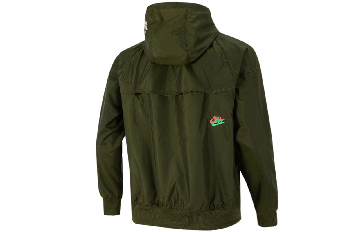 Nike Embroidered Logo Sports Woven Hooded Jacket Olive Green DM7924-326