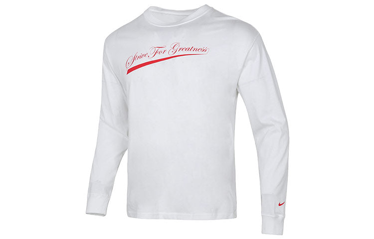 Men's Nike Lbj Nk Lion Ls Max90 Tee Alphabet Printing Sports Round Neck Long Sleeves White T-Shirt DM2465-100