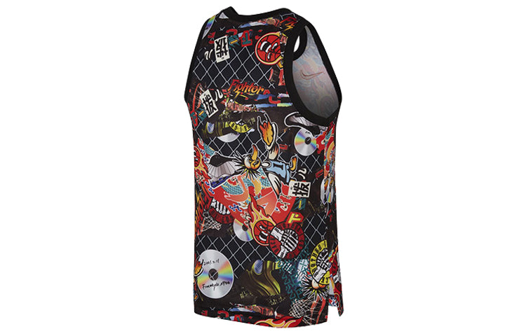 Men's Nike Street Graffiti Basketball Sports Vest 'Black Red' CK1182-018